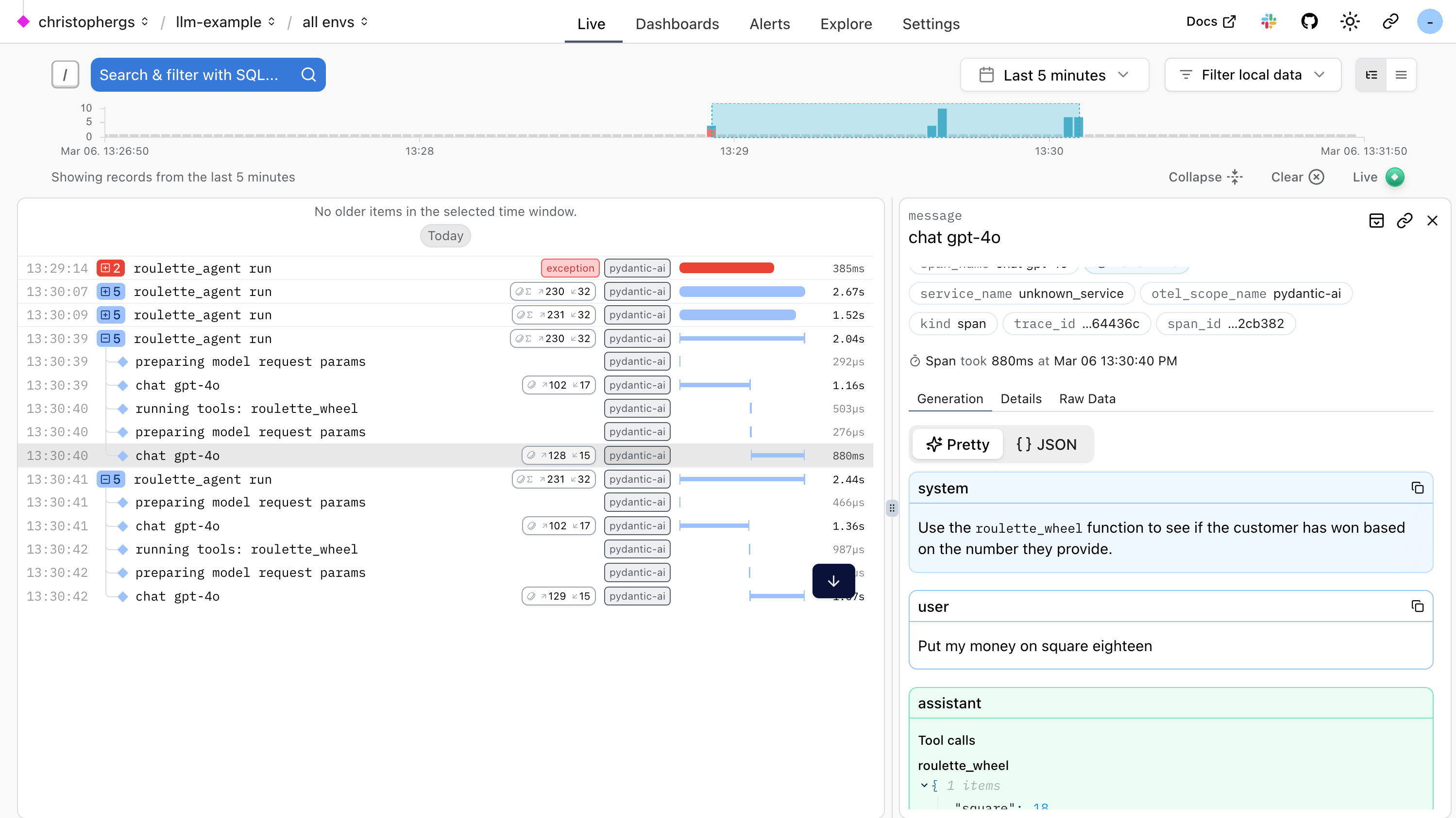 Logfire PydanticAI Instrumentation